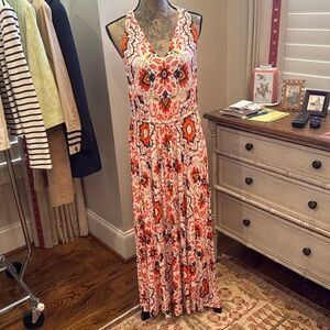 Boden Floral Maxi Dress - Red and Orange